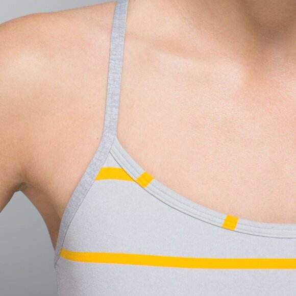 Lululemon Flow Y Bra IV Pop Stripe Heathered Light & Medium Grey/Pretty Purple - Picture 3 of 8